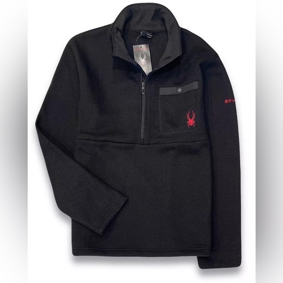 Spyder Men's Half Zip Pullover SPFGD183-001 Black - Picture 1 of 5